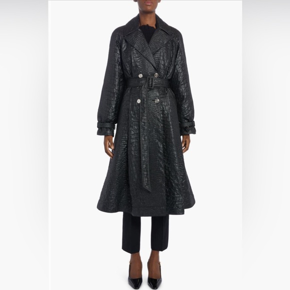 New Authentic Versace Croc Textured Lacquered A- Line Trench Coat - Picture 3 of 7